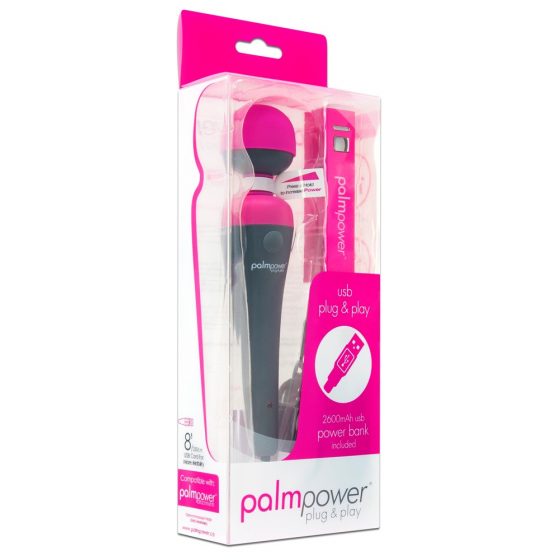 PalmPower Wand - USB-massaaživibraator powerbankiga (roosa-hall)
