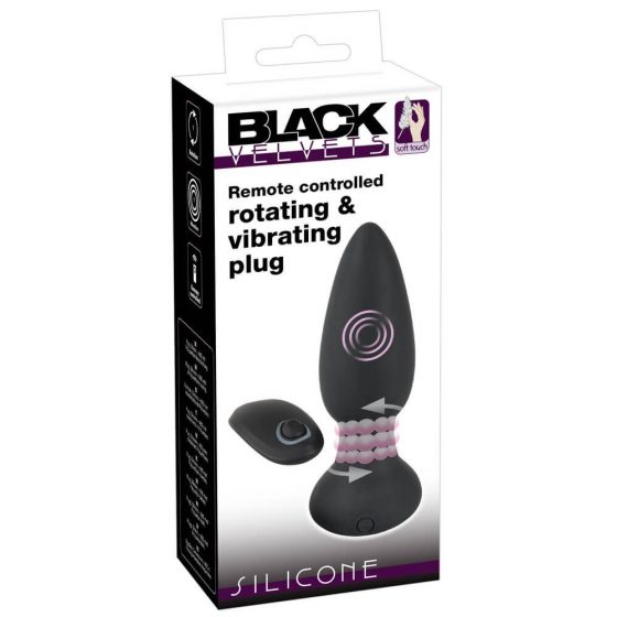 Black Velvet - juhtmeta, pöörlevate pärlitega anaalvibraator (must)