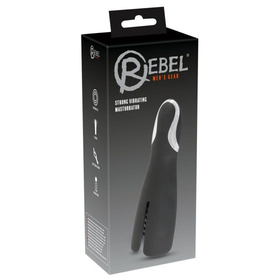 Rebel Strong - akutoitega peenisepea vibraator (must)