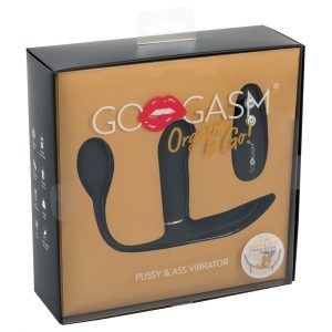 GoGasm Pussy & Ass - akuga, raadios 3-haruline vibraator (must)