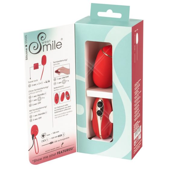SMILE Armastuspall - juhtmeta, laetav vibraator-muna (punane)