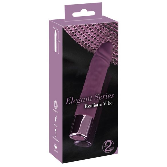 You2Toys Elegant Realistic - akutoitega, veekindel vibrator (lilla) 