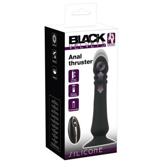 Black Velvet - akuga, tõukav anaaldildo (must)