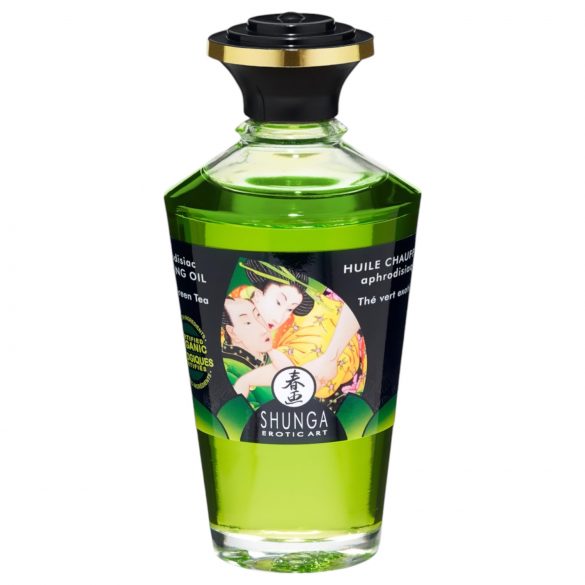 Shunga - soojendav massaažiõli - roheline tee (100 ml)