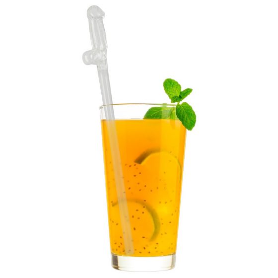 Straw Willy - läbipaistev peenise kujuline klaasist joogikõrs (4tk)