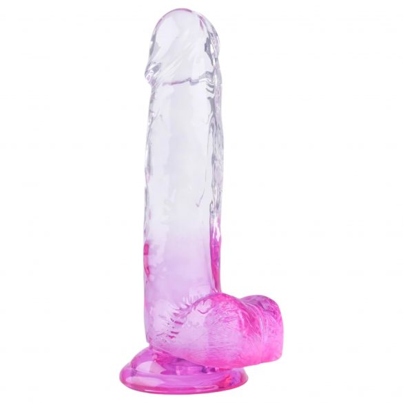 Sunfo - iminapaga, elutruu munandikotiga dildo - 22cm (läbipaistev-lilla) 