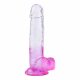 Sunfo - iminapaga, elutruu munandikotiga dildo - 22cm (läbipaistev-lilla) 