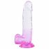 Sunfo - iminapaga, elutruu munandikotiga dildo - 22cm (läbipaistev-lilla) 