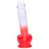 Sunfo - kleepjalaga elutru munanditega dildo - 21cm (läbipaistev-punane)