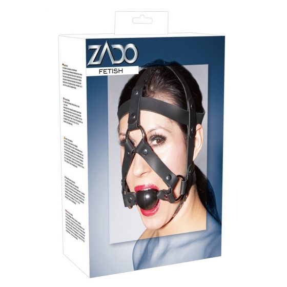ZADO - nahkrihmude mask koos suukorviga (must)