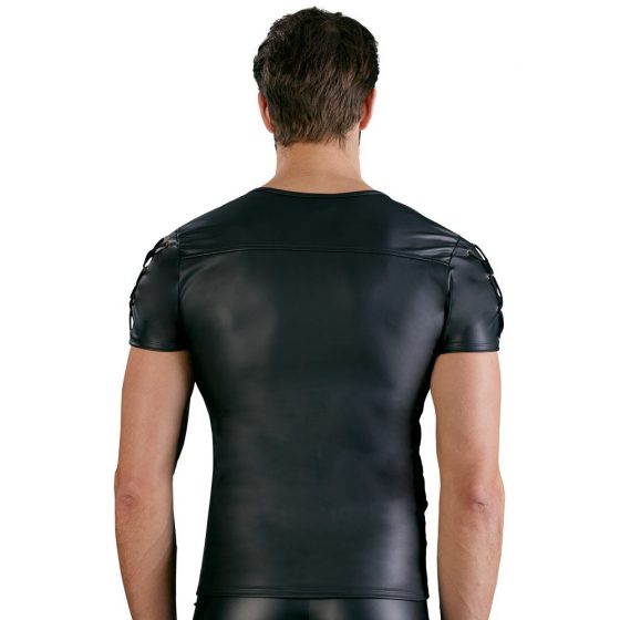 NEK - matt efektiga lühikeste varrukatega meeste särk (must) - XL