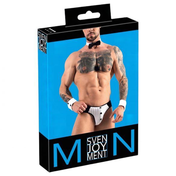 Svenjoyment - mehe tanga kelneri komplekt (must-valge) - M