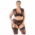 Cottelli Plus Size - kividega pitsiline pesukomplekt (must) 