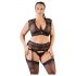 Cottelli Plus Size - kivikividega pits aluspesu komplekt (must) - XL