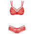 Obsessive 860-SET-3 - punane roosiline pitsist rinnahoidjakomplekt - L/XL