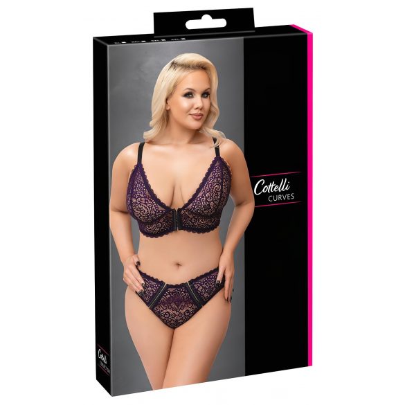 Cottelli Curves Plus Size - läbipaistev mustriline rinnahoidja komplekt (lilla) 