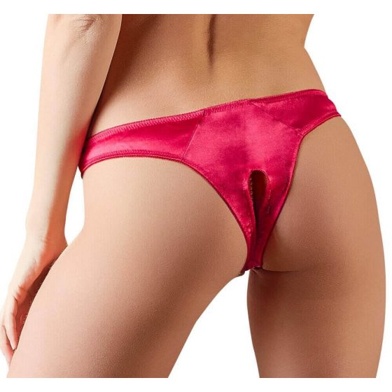 Cottelli - Women's beaded open floral underwear (red) - L