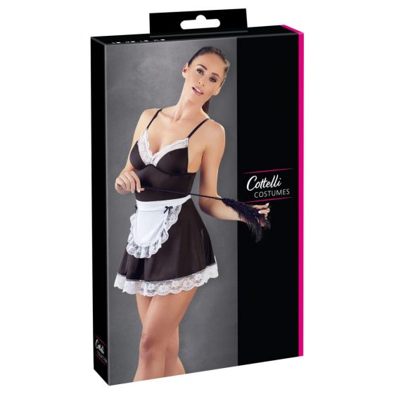 Cottelli - toatüdruku kleit põllekesega (must-valge) - XL