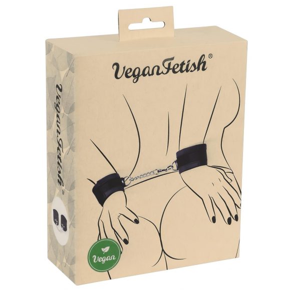 Vegan Fetish - mustad lühikese ahelaga käeraudud