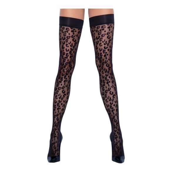 Cottelli Legwear - leopardimustriga reite sukk (must) 