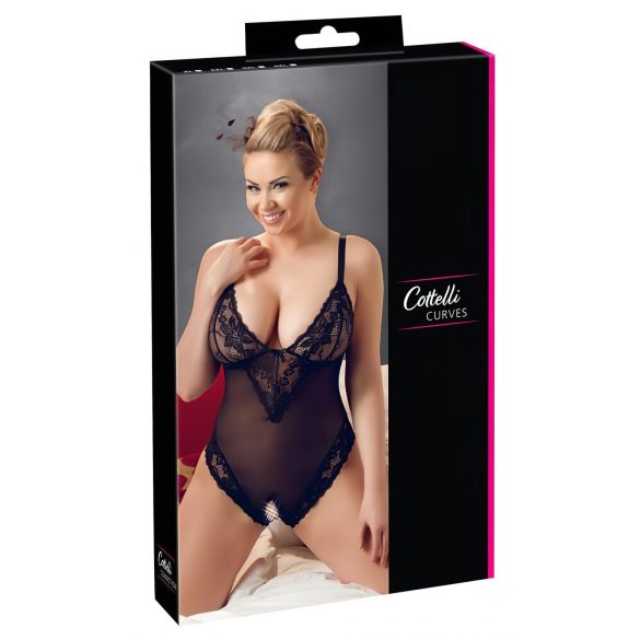 Cottelli Plus Size - pitsiline bodi (must)