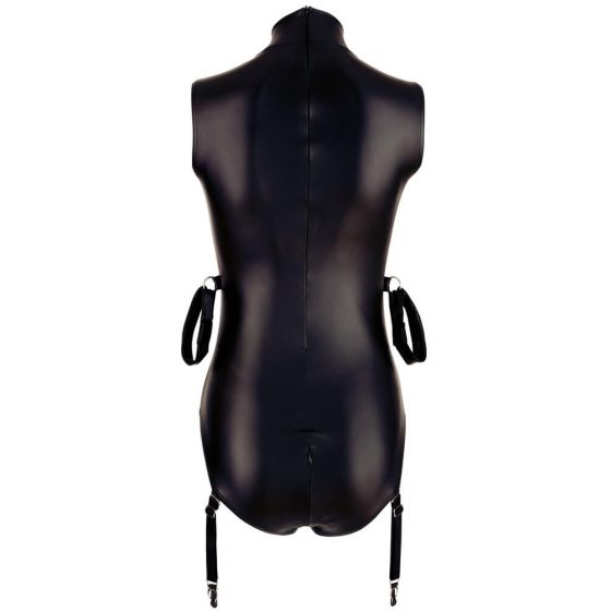 Cottelli Bondage - varrukateta, läikiv keha köitestrihvidega (must) - XL
