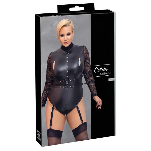 Cottelli Bondage Plus Size - pitsvarrukatega body (must) 