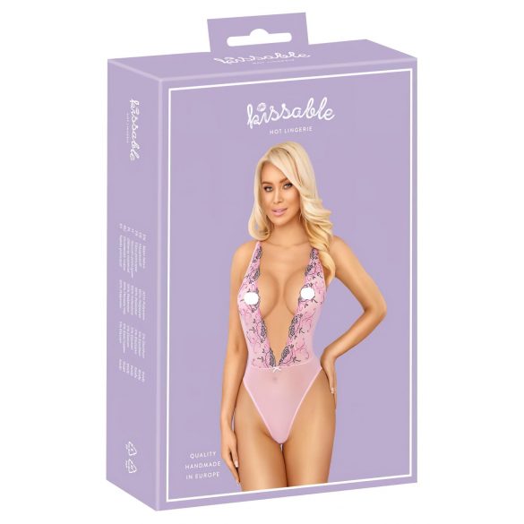 Kissable - roosiline tikandiga body (roosa) - L/XL