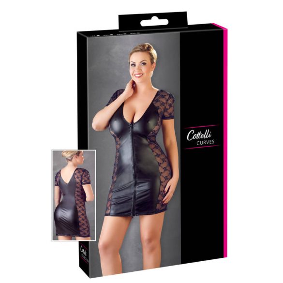 Cottelli Pluss Mõõt - paelaga pitsist kombineeritud kleit (must) - 2XL
