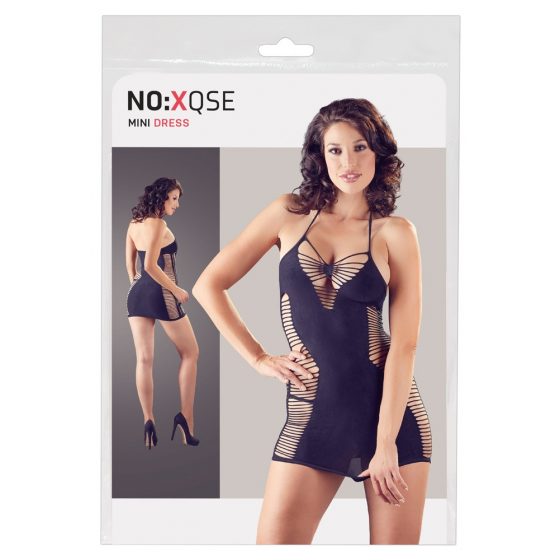 NO:XQSE - külgedega võrguga, kaelapaelaga kleit stringidega - must (S-L)