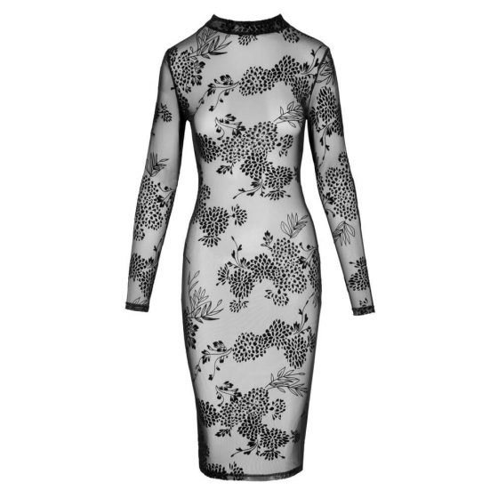 Noir - läbipaistev lilleline pikkade varrukatega kleit (must) - M