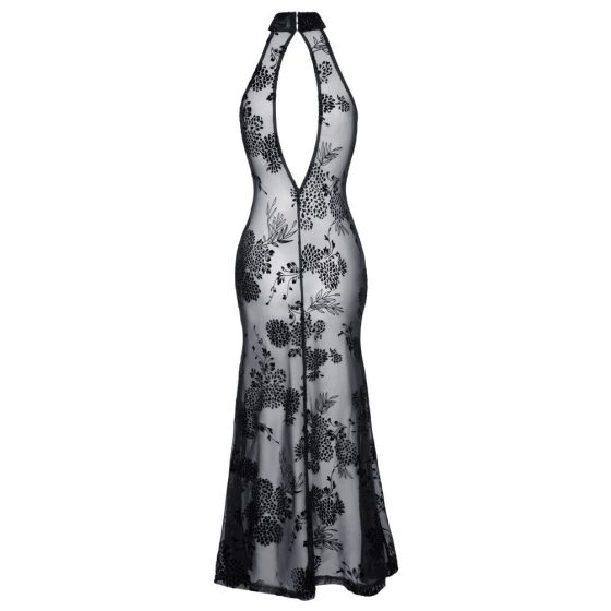 Noir - läbipaistev, lilleline, pikk kleit (must) - M