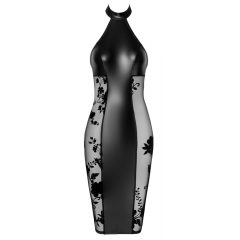 Noir - läikiv-läbipaistev kaelarihmaga kleit (must)