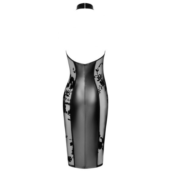 Noir - läikiv-läbipaistev kaelarihmaga kleit (must) - M