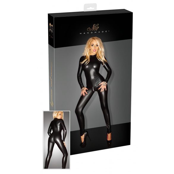 Noir - Läikiv pikkade varrukatega catsuit (must) - L