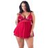 Cottelli Plus Size - pitsiline, kerge babydoll (punane) 