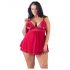 Cottelli Plus Size - pitsiline lahtine babydoll (punane)