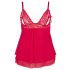 Cottelli Plus Size - pitsiline, kerge babydoll (punane)  - 2XL