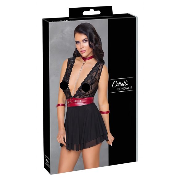 Cottelli Bondage - kaelusega pitsist babydoll (must)