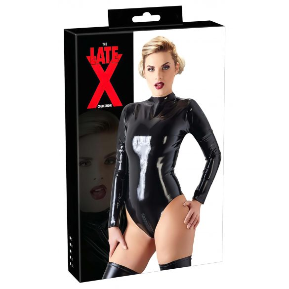 LATEX - pikkade varrukatega naiste body (must)