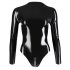 LATEX - pikkade varrukatega naiste body (must) - 2XL