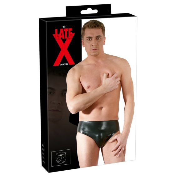 LATEX - sisemise dildo ja peenisega meeste aluspüksid (must) - XL