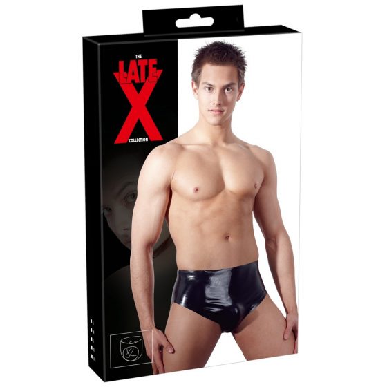 LATEX - sisemine koonusega anaaldildoga meeste aluspüksid (must)