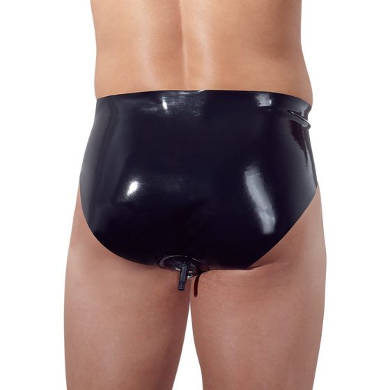 LATEX - sisemine koonusega anaaldildoga meeste aluspüksid (must)