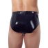 LATEX - meeste aluspesu sisemise koonilise anaal-dildoga (must)  - XL