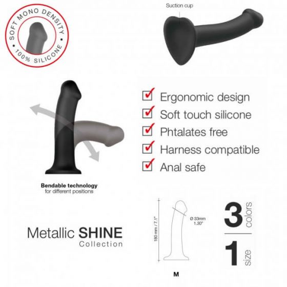 Strap-on-me Metallic Shine M - nahasõbralik dildod (metallikroosa)
