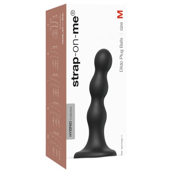 Strap-on-me Balls M - mustade kuulidega alusega dildo