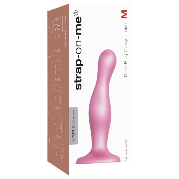 Strap-on-me Curvy M - laineline, põhjaga dildo (roosa)