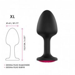 Dorcel Geisha Plug Ruby XL - roosa kiviga anaal dildo (must)