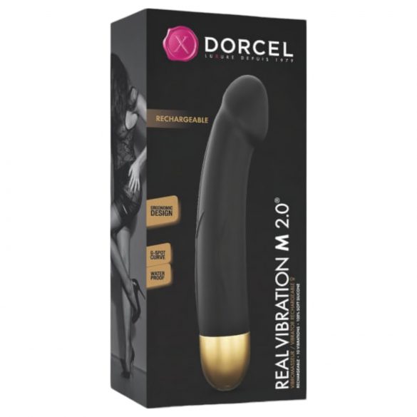 Dorcel Real Vibration M 2.0 - akutoitega vibraator (must-kuldne)